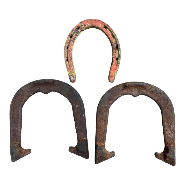 Mid 20th Century Diamond Pitching Horseshoes Wall Decor- Set of 3 For Sale