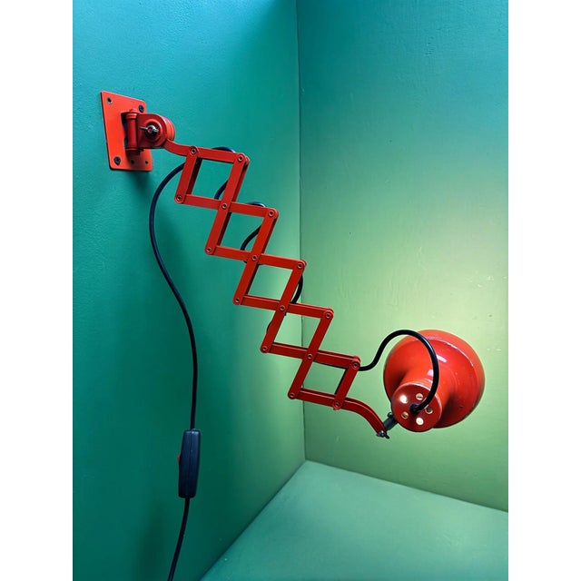 Bright Orange Scissor Lamps by SIS, Germany, 1970s For Sale - Image 4 of 10