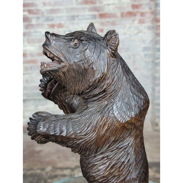 Vintage Black Forest Figurine - Carved Standing Bear For Sale - Image 4 of 12