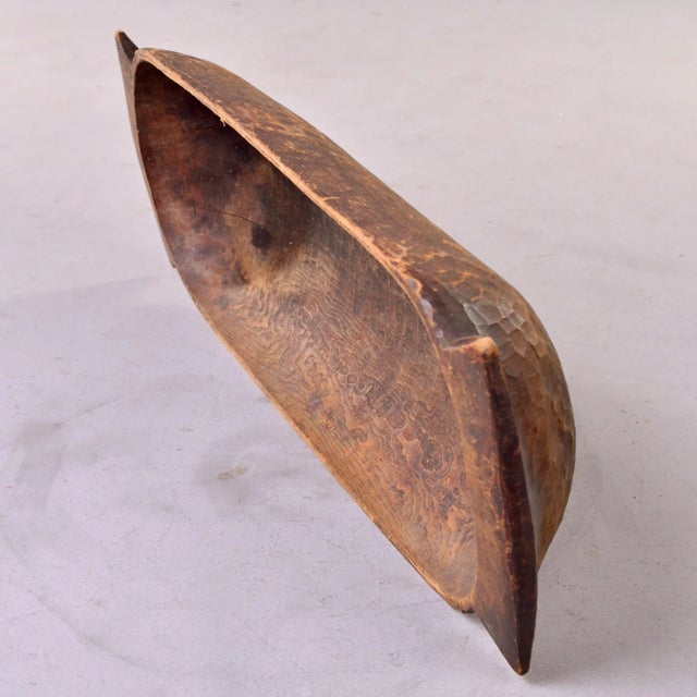 Extra Large Eastern European Hand Carved Dark Wood Dough Bowl For Sale - Image 10 of 11