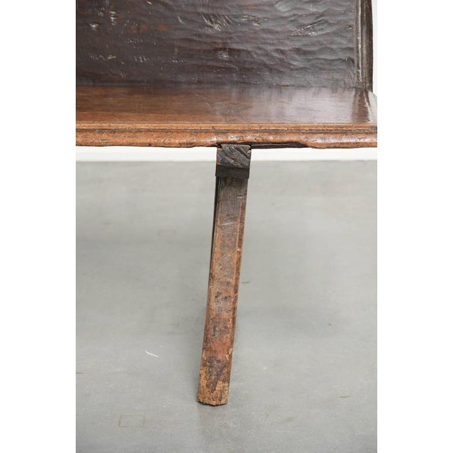 Antique Farmhouse Spanish Walnut Hall Bench For Sale - Image 11 of 18