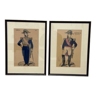 Mid 20th Century Paulin Didion Amiral + General Framed Prints, Set of Two For Sale