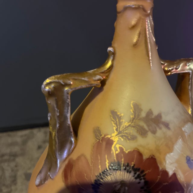 Antique Robert Hanke Austrian Porcelain Art Nouveau Poppy Vase - Circa 1895-1905 For Sale - Image 9 of 12