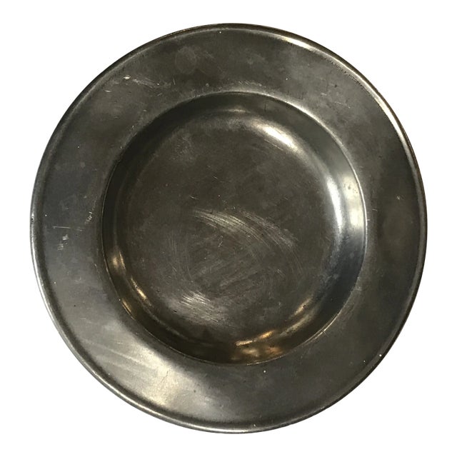 Antique Pewter Coaster Plate For Sale