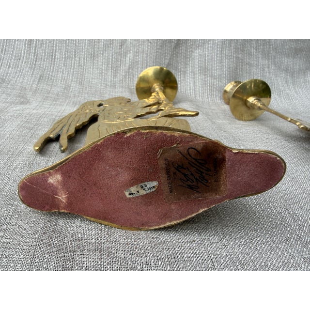 Vintage Brass Angel Figural Candlesticks Holders a Pair For Sale - Image 15 of 16