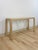 Coastal Vintage Console Table Lightwash Pencil Reed Glass Top Coastal Boho MCM For Sale - Image 3 of 10