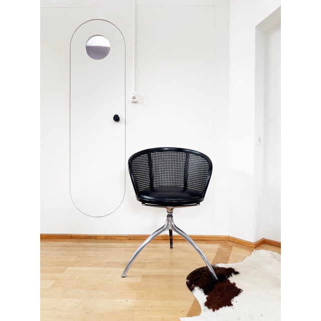 1990s Set of 4 Paolo Rizzatto Alias 901 Young Lady Chairs Black Seat & Cane, Aluminum For Sale - Image 18 of 18