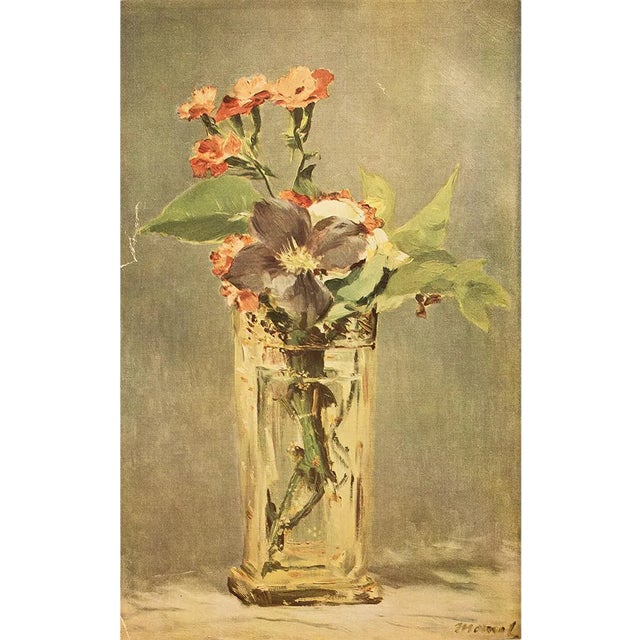 1949 After Edouard Manet "Flowers in a Crystal Vase" First Edition Parisian Full-Color Print For Sale