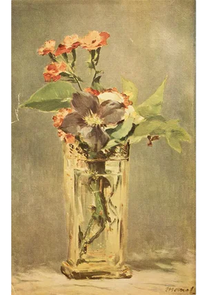 1949 After Edouard Manet "Flowers in a Crystal Vase" First Edition Parisian Full-Color Print
