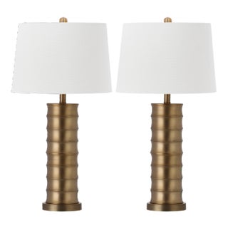 28.5 Inch H Column Table Lamp in Gold - a Pair For Sale