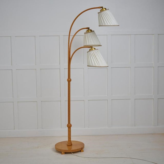 Vintage Modern Scandinavian Swedish Floor Lamp with Three Light Sources, 1940s For Sale - Image 3 of 9
