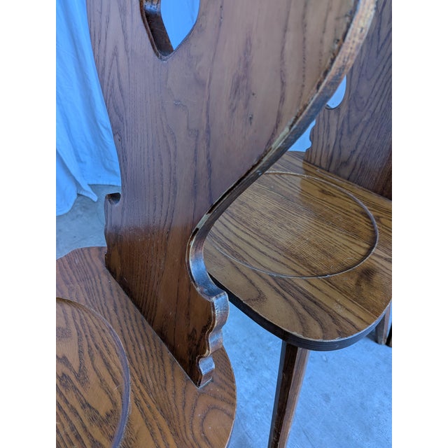 Wood Farmhouse Tyrolean Chair with Heart Cutout Back, 1970s, Set of 8 For Sale - Image 7 of 18
