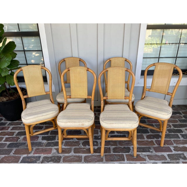 Vintage Rattan Dining Chairs With bed Backing Set of 6 Chairish