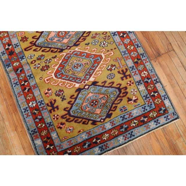 Early 20th Century Mustard Field Tribal Northwest Persian Heriz Square Rug For Sale - Image 4 of 6
