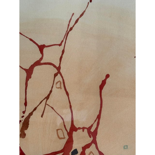 1970sDynamic Abstract Watercolor by French Artist, Marie Luare-Ilie For Sale - Image 9 of 12