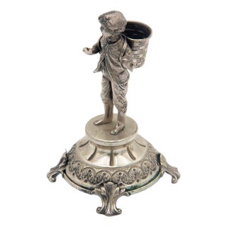 Silver Toothpick Holder with Boy For Sale