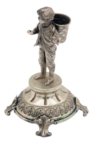 Silver Toothpick Holder with Boy