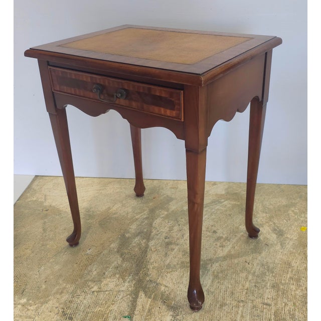 Mid-Century Mahogany and Leather Top English Silver Table For Sale - Image 9 of 12