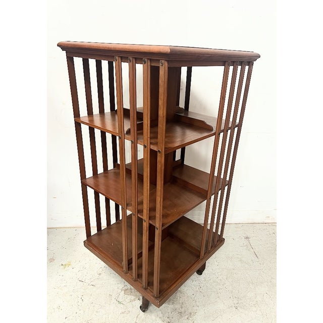 Walnut Rotating Bookcase, 20th Century For Sale - Image 15 of 15