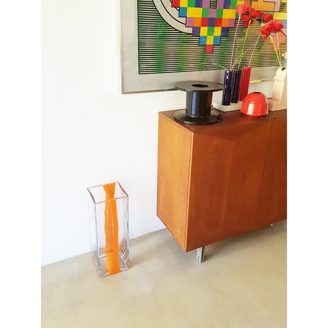 Large Orange and Clear Murano Glass Vase by Cardin for Venini, 1970s For Sale - Image 10 of 13