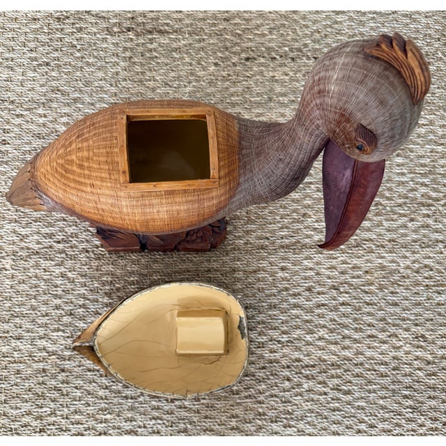 Tan Shanghai Handicrafts Large Woven Wicker Pelican Box For Sale - Image 8 of 12