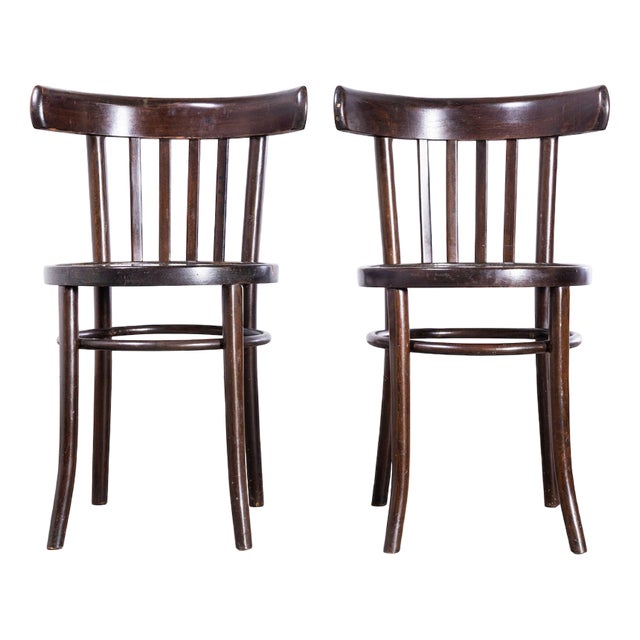 Saddle Back Bistro Dark Walnut Dining Chairs, 1960s, Set of 2 For Sale