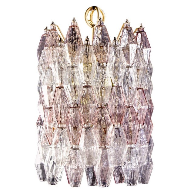 Pink and Ice Poliedri Chandelier attributed to Carlo Scarpa from Venini, 1955 For Sale - Image 15 of 15