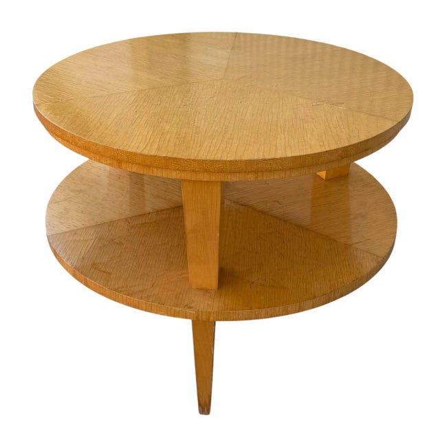 Swedish Modern Art Deco Round Two Tier Side Table For Sale - Image 4 of 5