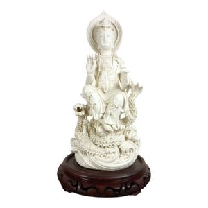 Chinese DeHua Porcelain Seated Kuan Yin on a Dragon Throne