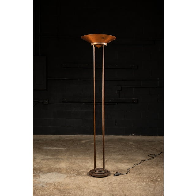 Postmodern 1980s Modernist Copper Tube Torchiere Floor Lamp by Jim Bindman for Rainbow Lamp Co. For Sale - Image 3 of 7