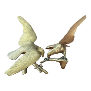 Pair of Mid-Century Solid Brass Eagle Sculptures, C. 1960s