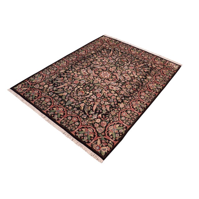 Shabby Chic Elegant Heritage 1990's Black/Rust Wool Rug - 8'0'' X 10'0'' For Sale - Image 3 of 9