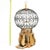 20th Century Victorian style wood and iron "Balloon" bird cage & feeder. This ornamental piece features stained wood with...
