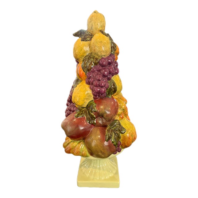 Vintage Italian Style Ceramic Fruit Topiary Centerpiece Sculpture For Sale
