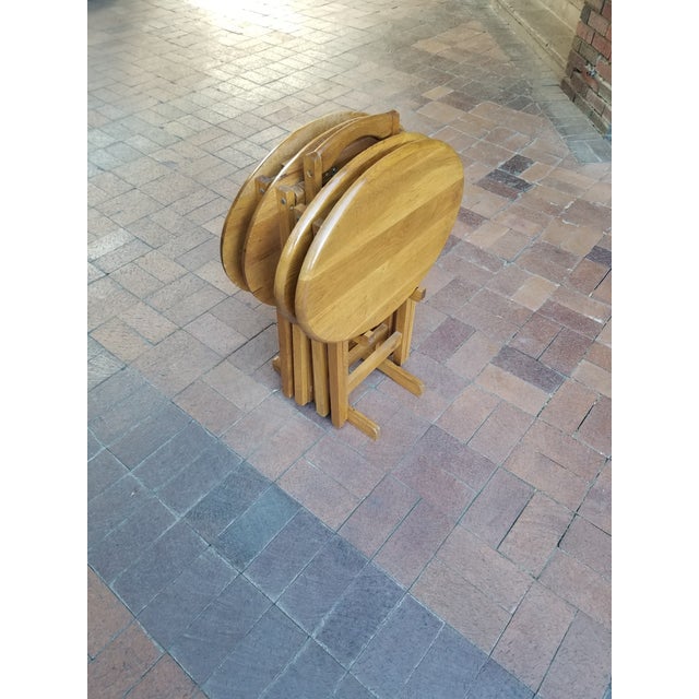 Wood 1990s Set of 4 Oakwood Stacked Side Table For Sale - Image 7 of 8