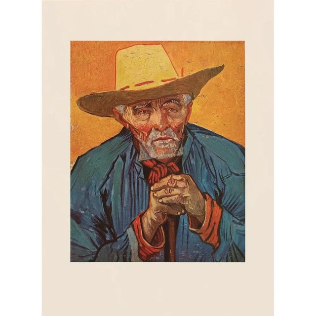 A stunning vintage First Edition offset lithograph print after Post-Impressionist oil painting "Portrait of Old...