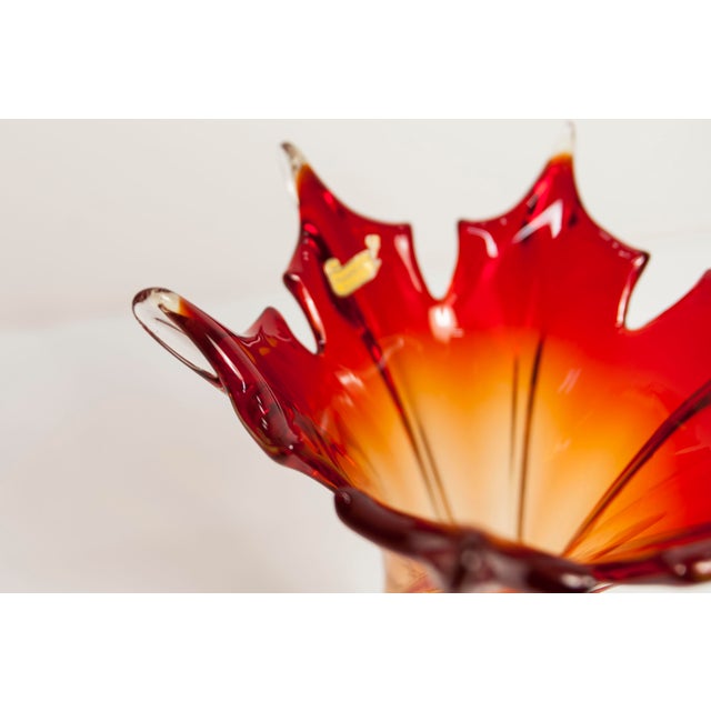 Orange and Red Murano Glass Vase from Fratelli Toso, 1960s For Sale - Image 9 of 15