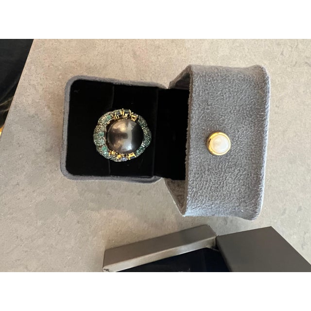 Bochic “Orient” Ruby & Multi Pastel Color Sapphire Cluster Ring Set 18K & Silver, Size 8.5 For Sale - Image 9 of 11