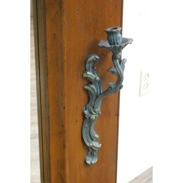 French Provincial Large Trumeau Mirror, Bronze Candle Sconces For Sale - Image 11 of 13