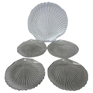Vintage Glass Scallop Plates & Server - Set of 5