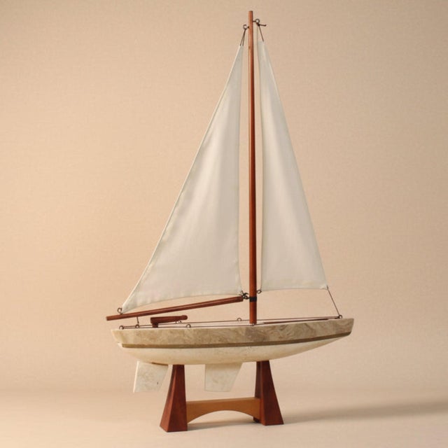 1980s Brass and Stone Sailboat Model For Sale - Image 4 of 8