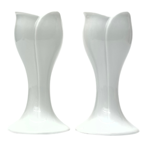 Vintage White Porcelain Tulip-Shaped Candle Holders by KPM West Germany - A Pair