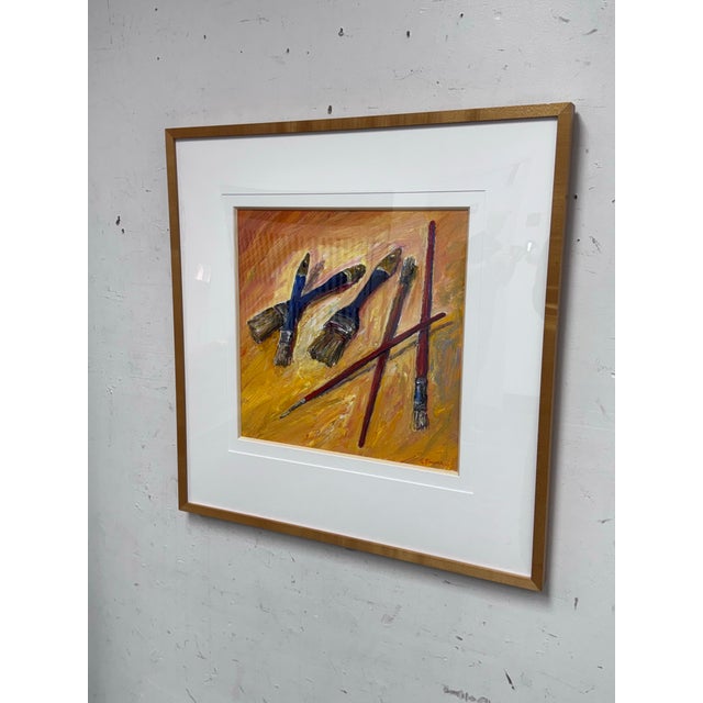 2010s Circa 2011 Albert E. Smith Custom Framed Abstract Painting For Sale - Image 5 of 12