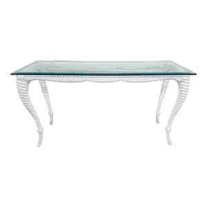 Italian Glass Console Solid Wood Faux Rope