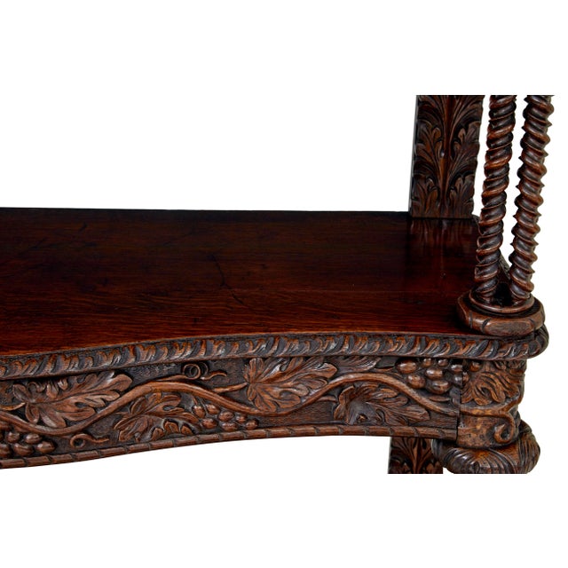 Late 19th Century 19th Century Profusely Carved Victorian Oak Buffet, 1870s For Sale - Image 5 of 11
