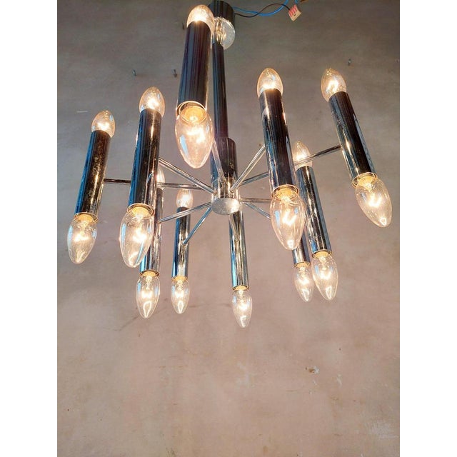 Chrome Steel Hanging Lamp attributed to Gaetano Sciolari for Boulanger, 1960s For Sale - Image 10 of 12