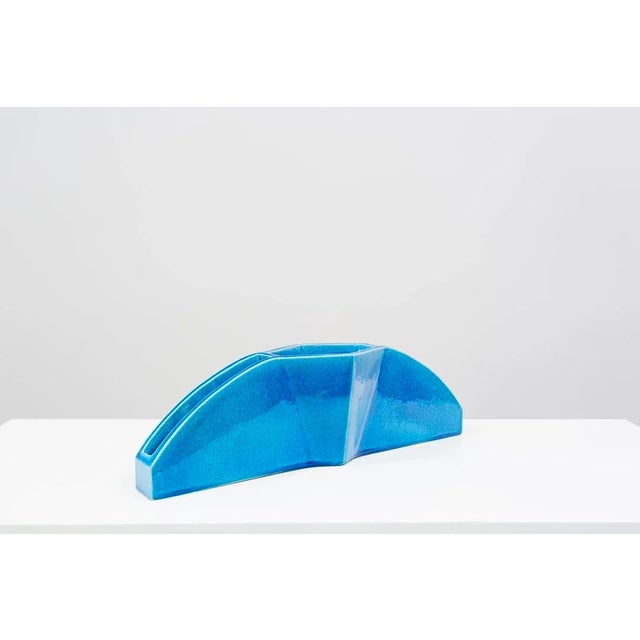 Mid-Century Modern Blue Glazed Ceramic Centerpiece, 1960s For Sale - Image 3 of 9