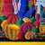 Signed Haitian Market Scene Folk Art Painting in Yellow Frame, 26" For Sale - Image 10 of 11