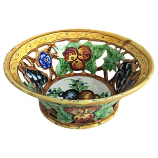 20th Century Decorative Flowers Ceramic Bowl For Sale
