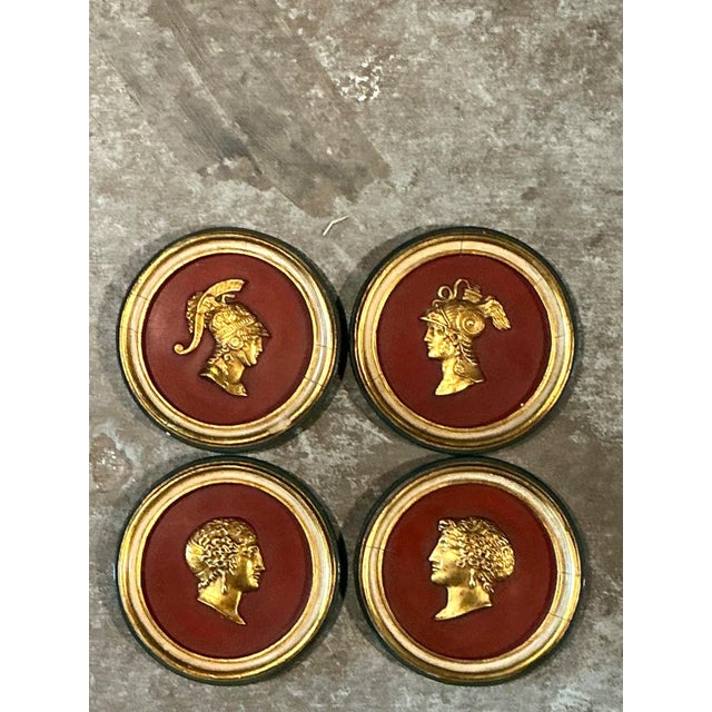Vintage Grand Tour Wooden Profile Medallions - Set of 4 For Sale - Image 14 of 18